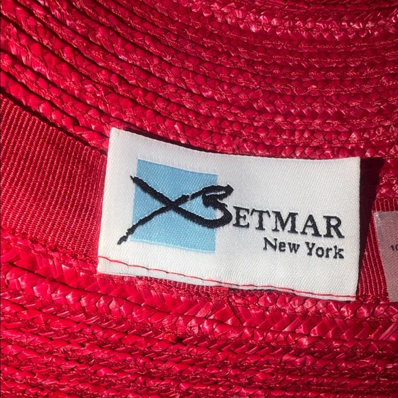 BETMAR Wine Red Braided Straw Hat with Bow Trim - Picture 7 of 9